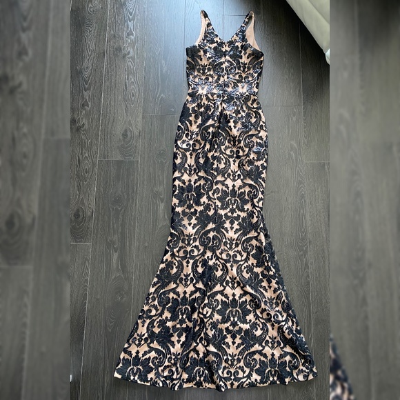 Dress The Population Nude Sequin Mermaid Dress XS Cocktail Party Evening Dress - Picture 2 of 5